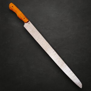 14" Damascus Brisket Slicer - Curly Juniper