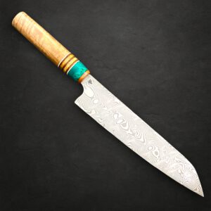 8.5" Stainless Damascus Gyuto - Huon Pine & Tasmanian Blackwood