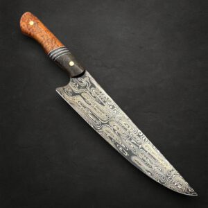 10" Damascus Chef Afzelia & Black Ash