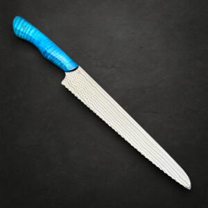 9" Damascus Bread Knife - Curly Juniper